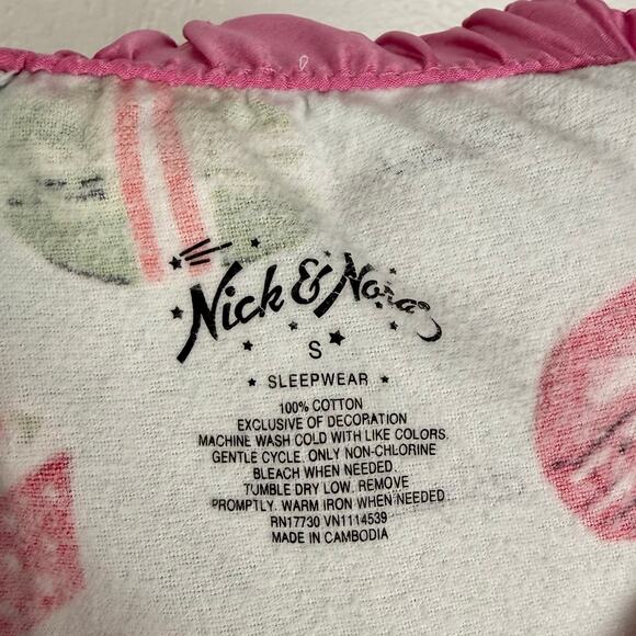 Nick & Nora Macaron Cotton Flannel Pajama Set Size Small - Picture 7 of 7